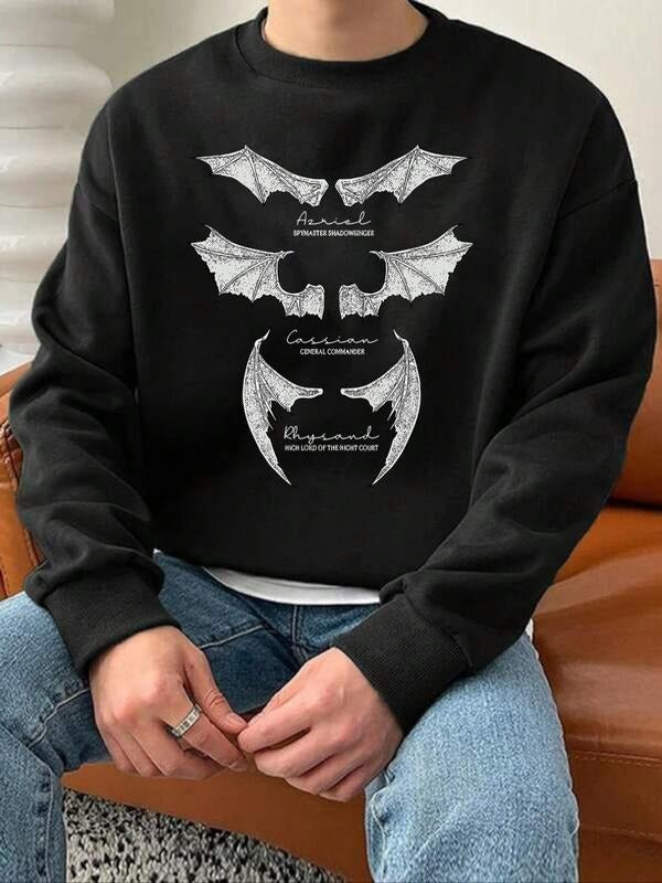 Essentials Sweatshirt, Unisex Men'WB shield Animal Print Drop Shoulder Long Sleeve Crew Neck Sweatshirt, Regular Fit Casual Streetwear Graphic Round Neck Pullover For Spring & Fall, Men'WB shield TNF For Daily Wear - T-Shirt, Sweatshirt, Hoodie