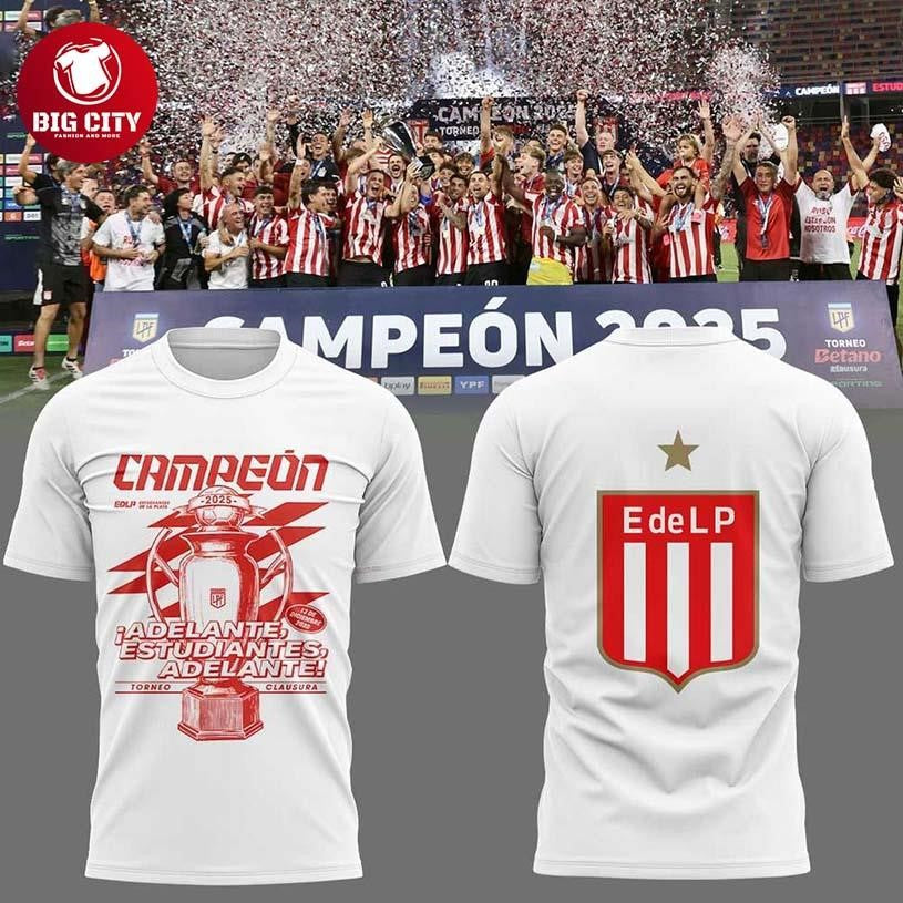 Estudiantes de La Plata 2025 Clausura Tournament Champions Two Sided Shirt Unisex T-shirt, Sweatshirt, Hoodie, Long Sleeve Tee - T-Shirt, Sweatshirt, Hoodie