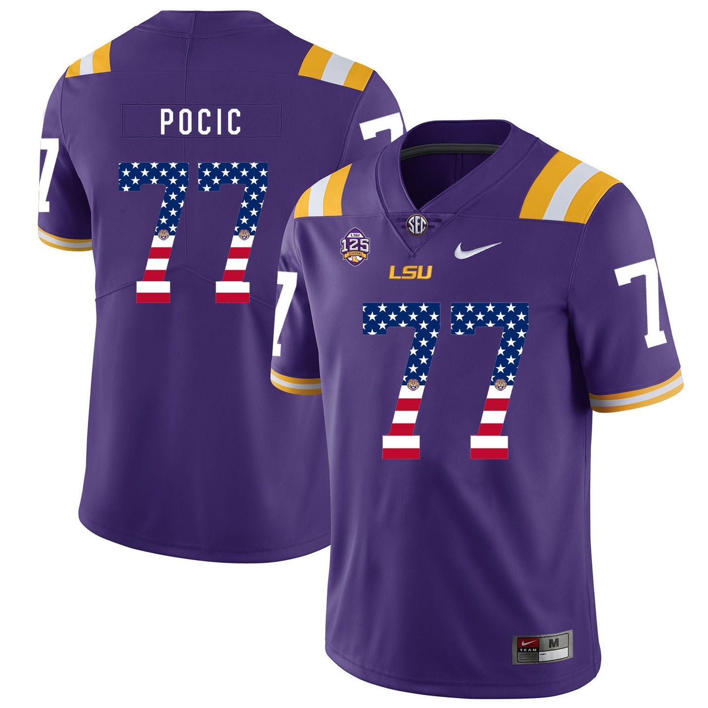Ethan Pocic 77 Purple College Football Jersey football jersey product view 1