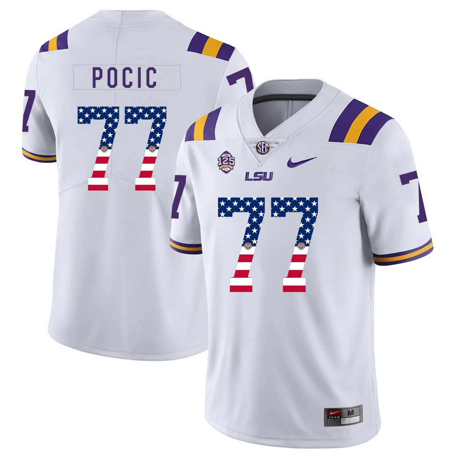 Ethan Pocic 77 White College Football Jersey football jersey product view 1