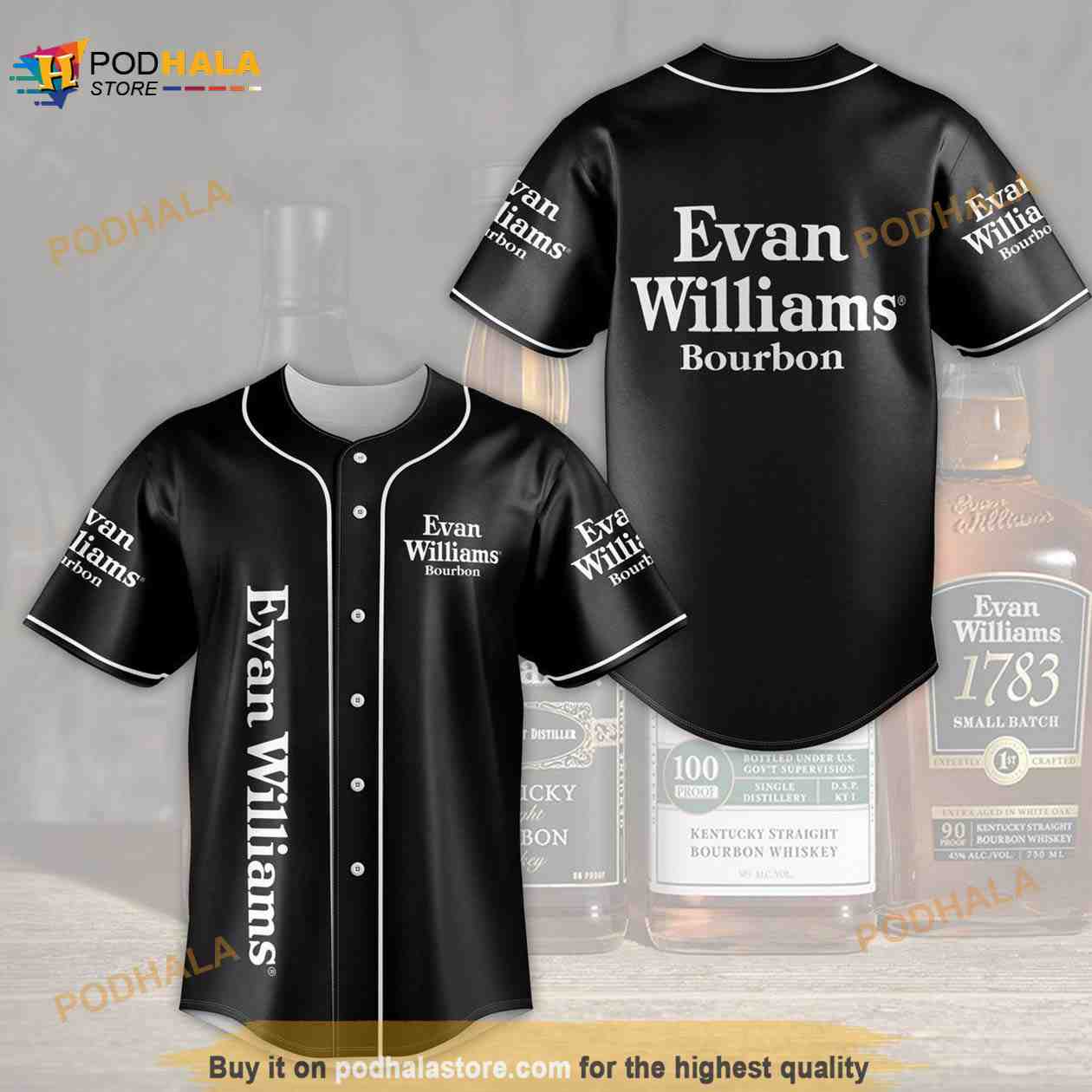 Evan Williams Bourbon 3D Baseball Jersey baseball jersey product view 1