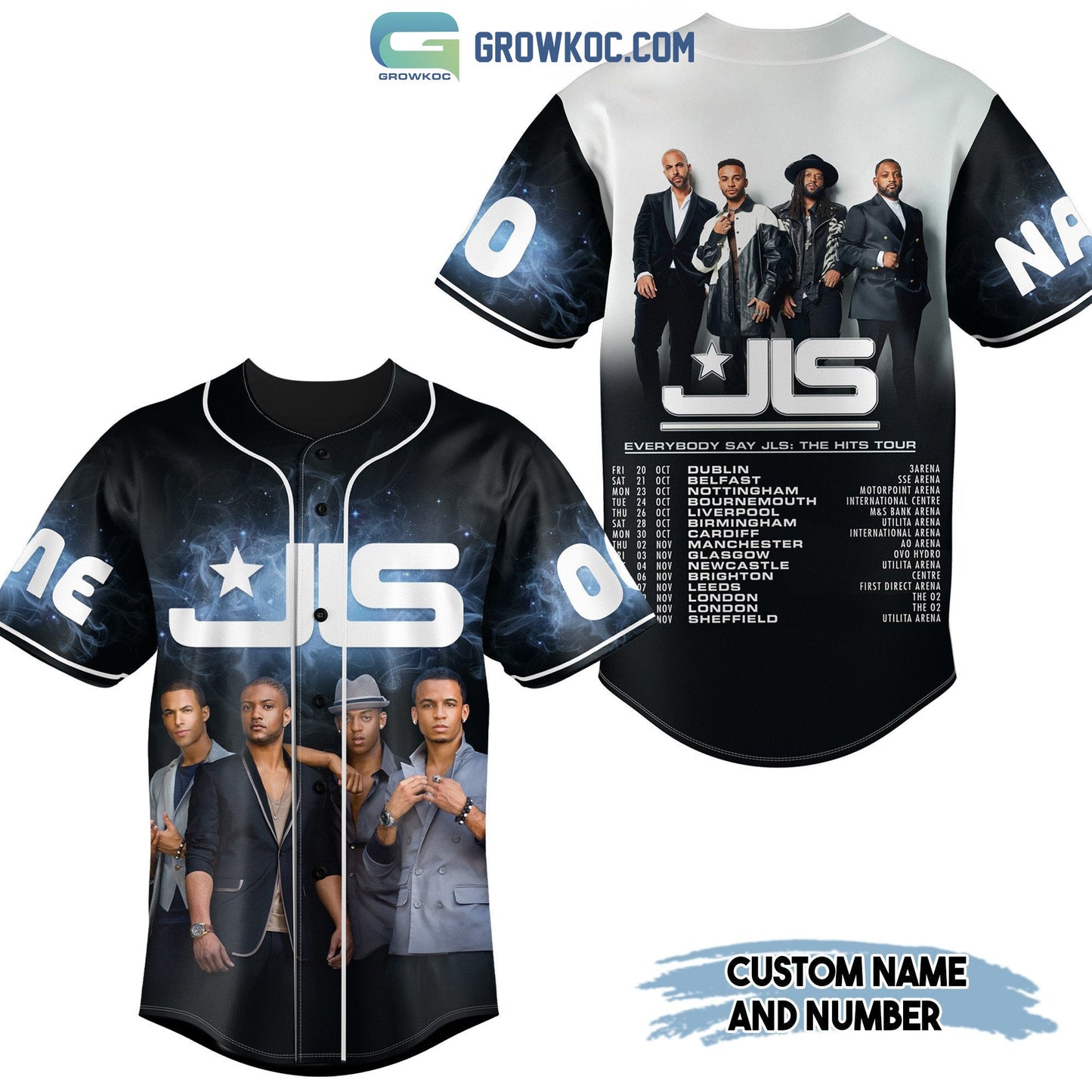 Everybody Say JLS The Hits Tour Personalized Baseball Jersey baseball jersey product view 2
