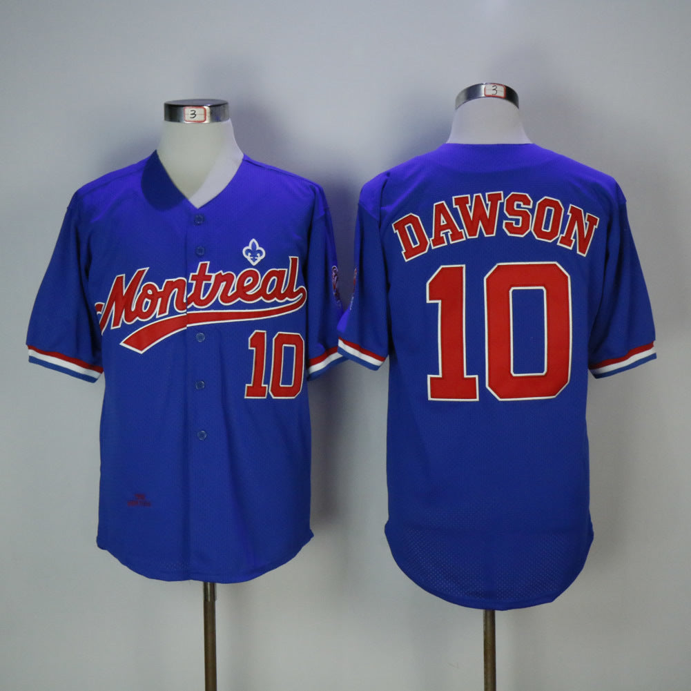 Expos 10 Blue BP Edition Retro Baseball Jersey baseball jersey product view 1