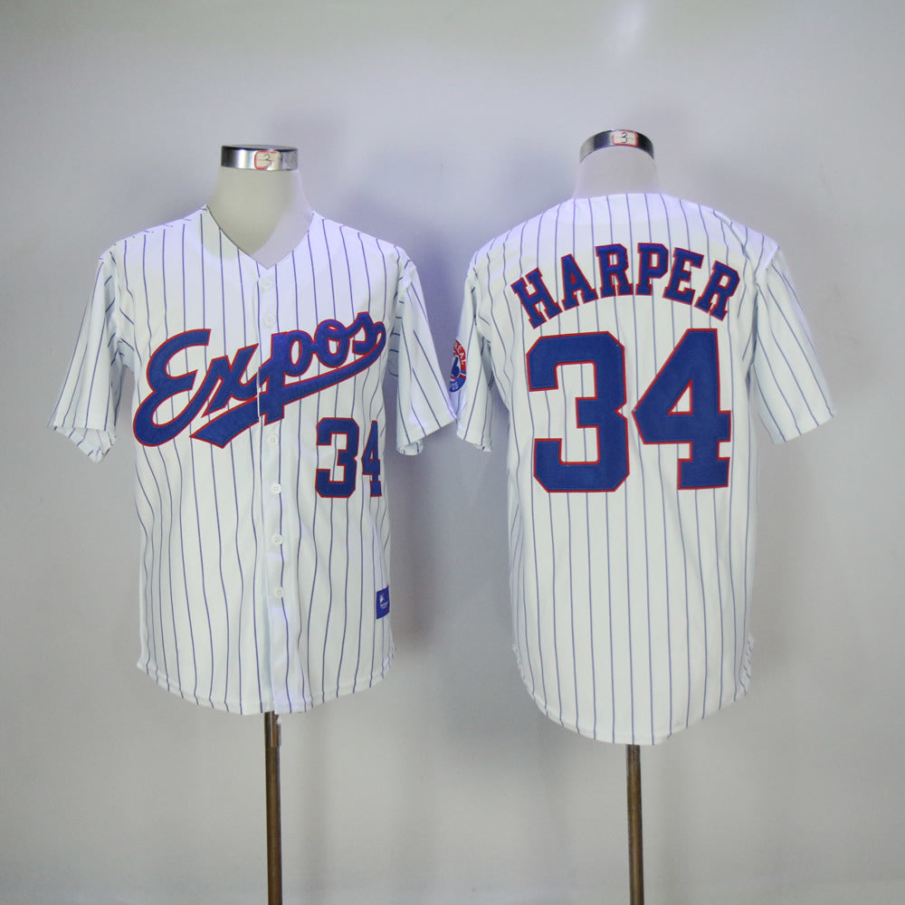 Expos 34 White Retro Baseball Jersey baseball jersey product view 1