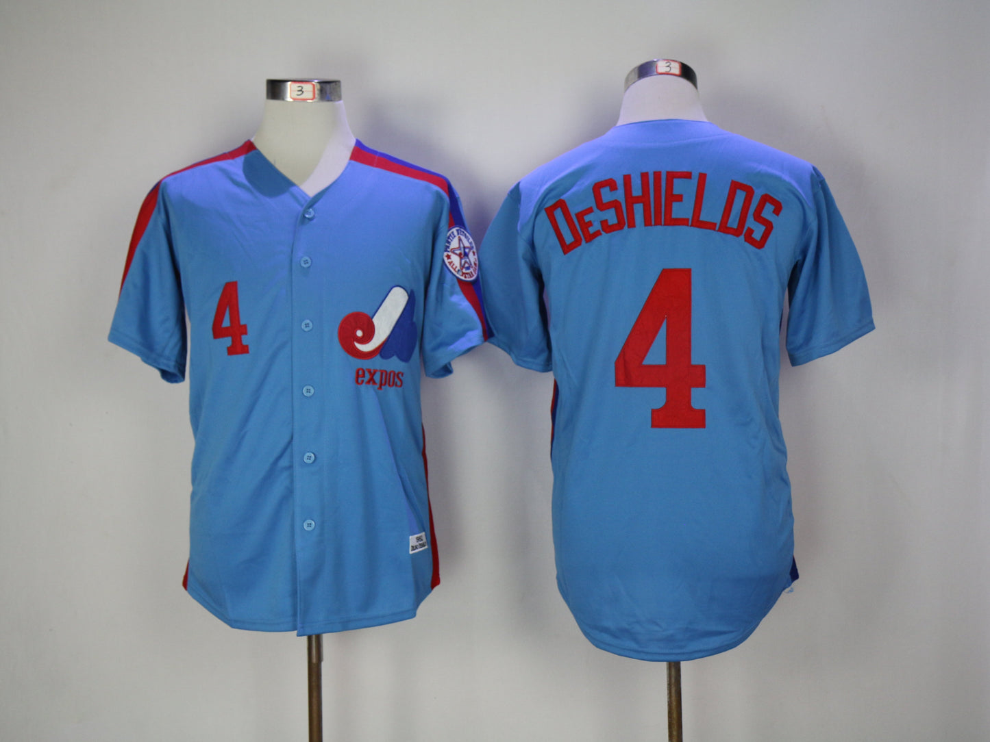 Expos 4 Blue Retro Baseball Jersey baseball jersey product view 1