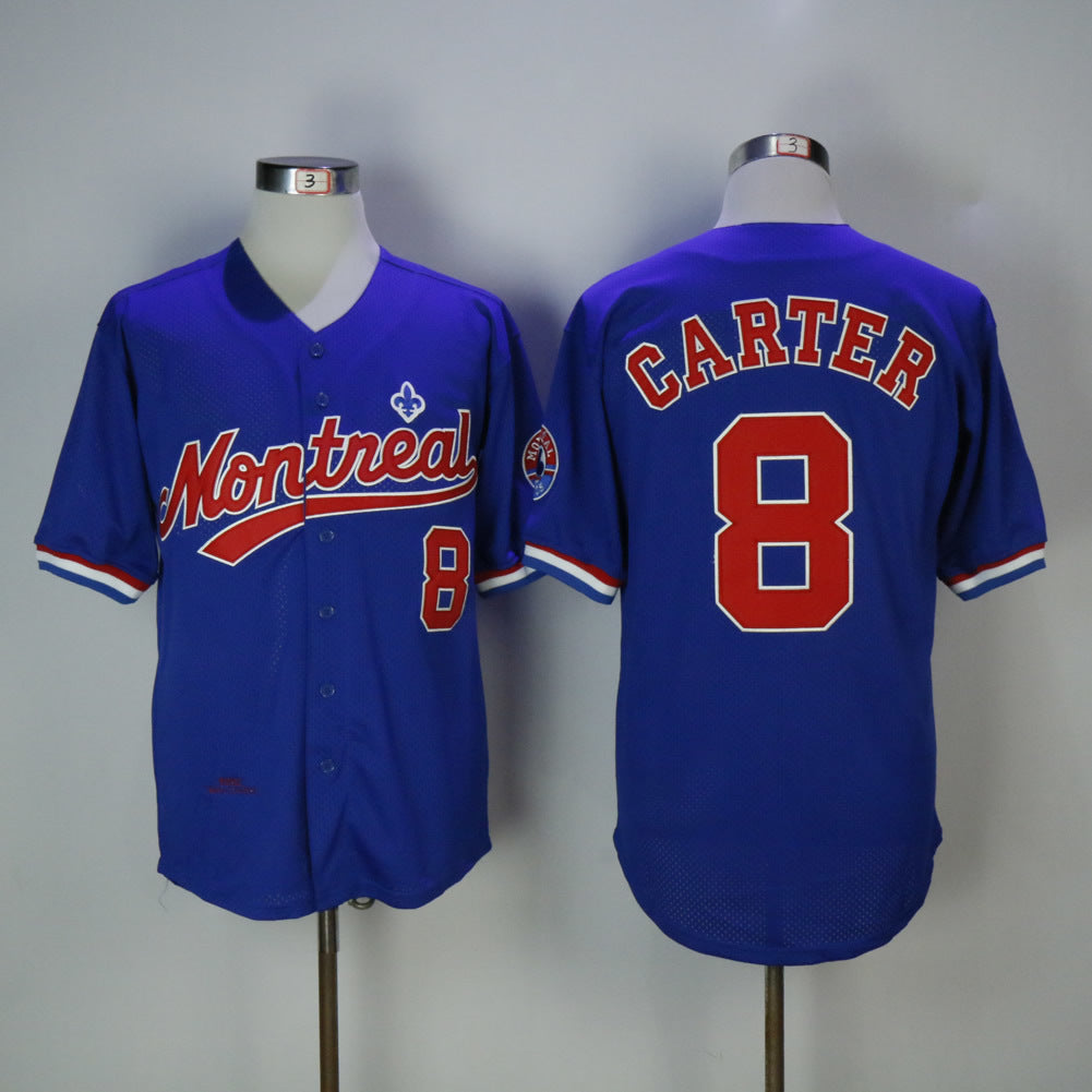 Expos 8 Blue BP Edition Retro Baseball Jersey baseball jersey product view 1