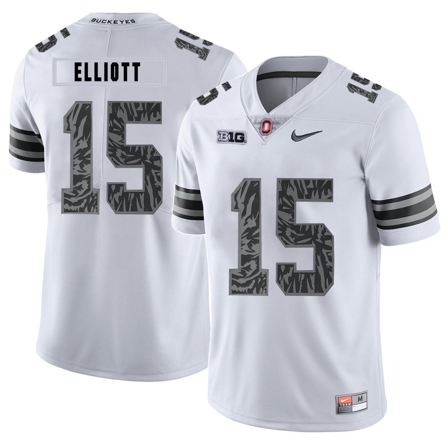Ezekiel Elliott 15 Pattern White College Football Jersey football jersey product view 1