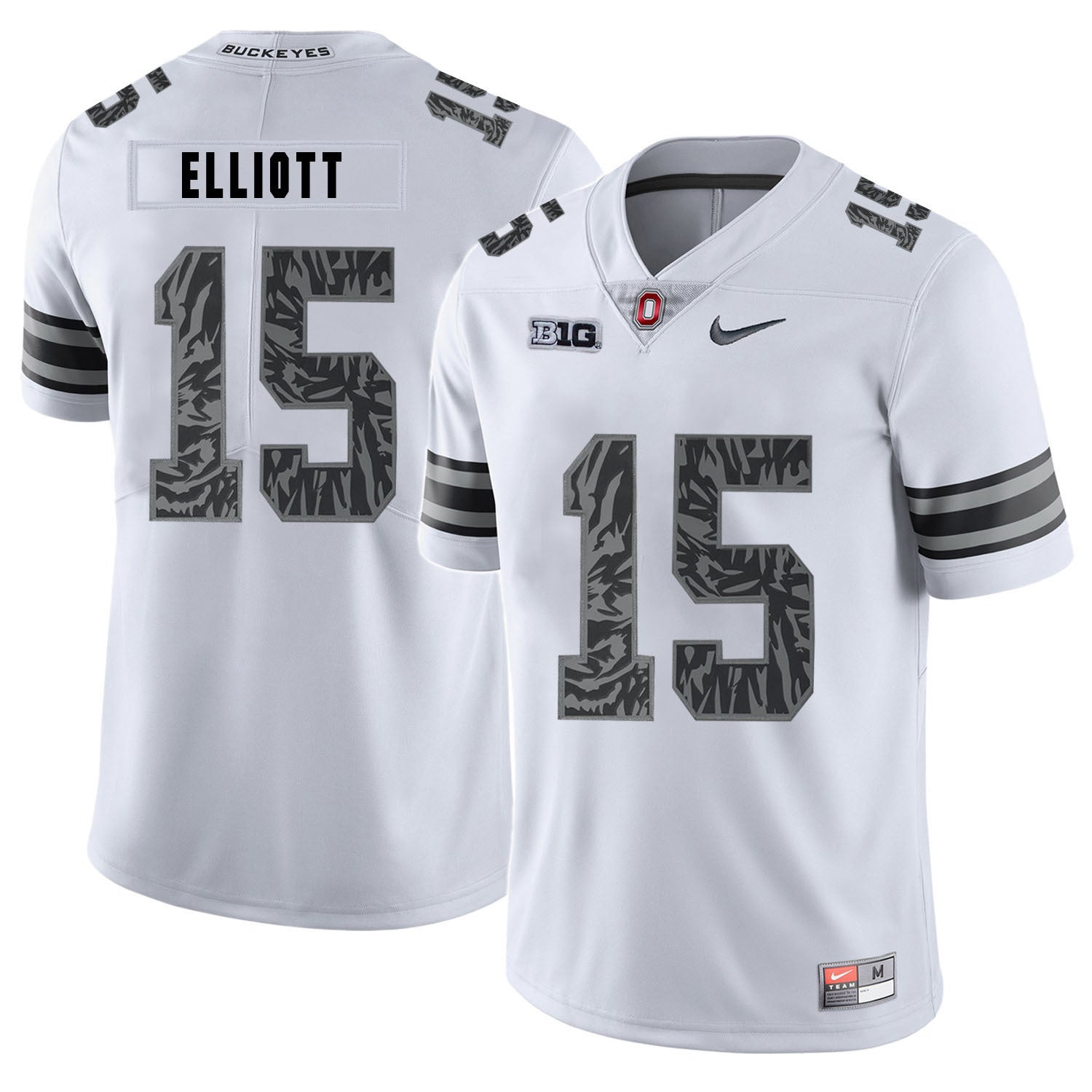 Ezekiel Elliott 15 Pattern White College Football Jersey football jersey product view 1