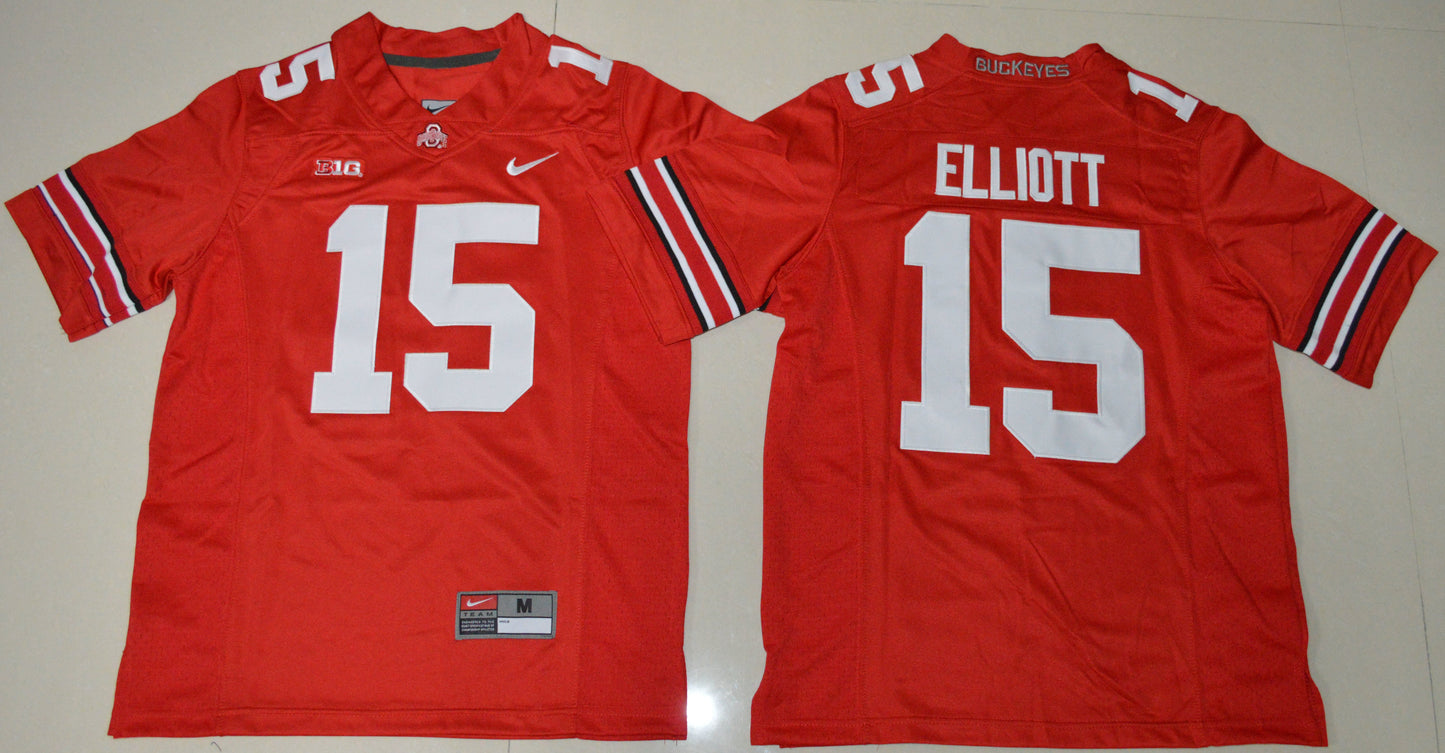 Ezekiel Elliott 15 Youth Red College Football Jersey football jersey product view 1