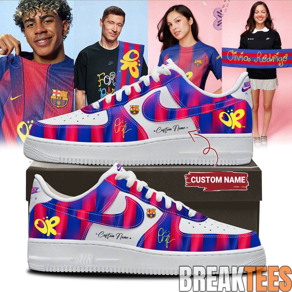 FC Barcelona x Olivia Rodrigo Signature Custom Air Force 1 Unisex T-shirt, Sweatshirt, Hoodie, Long Sleeve Tee - T-Shirt, Sweatshirt, Hoodie