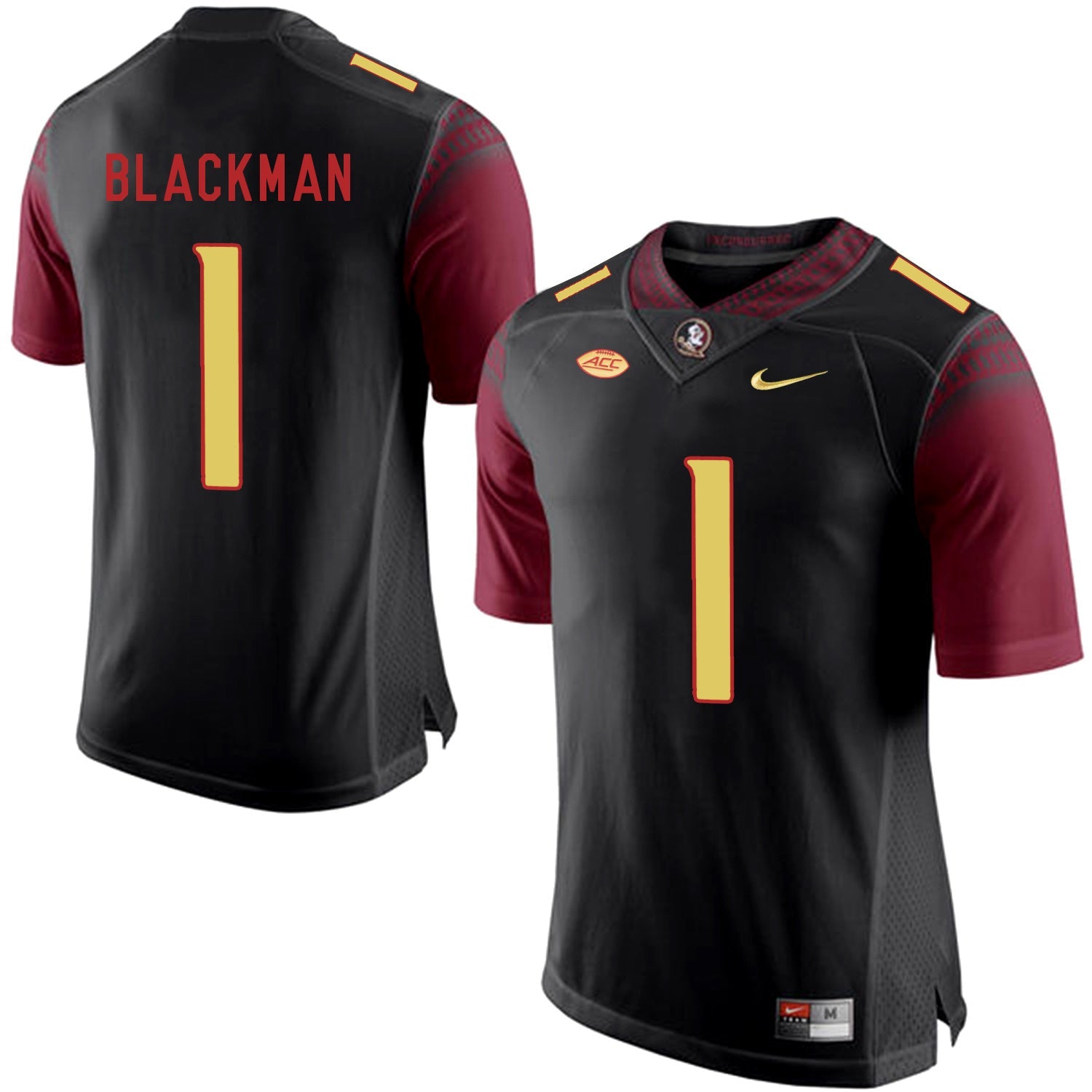 FSU BLACKMAN 1 Black College Football Jersey football jersey product view 1