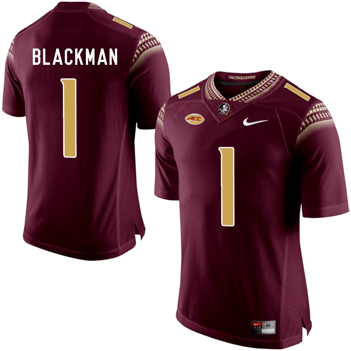 FSU BLACKMAN 1 Burgundy College Football Jersey football jersey product view 1