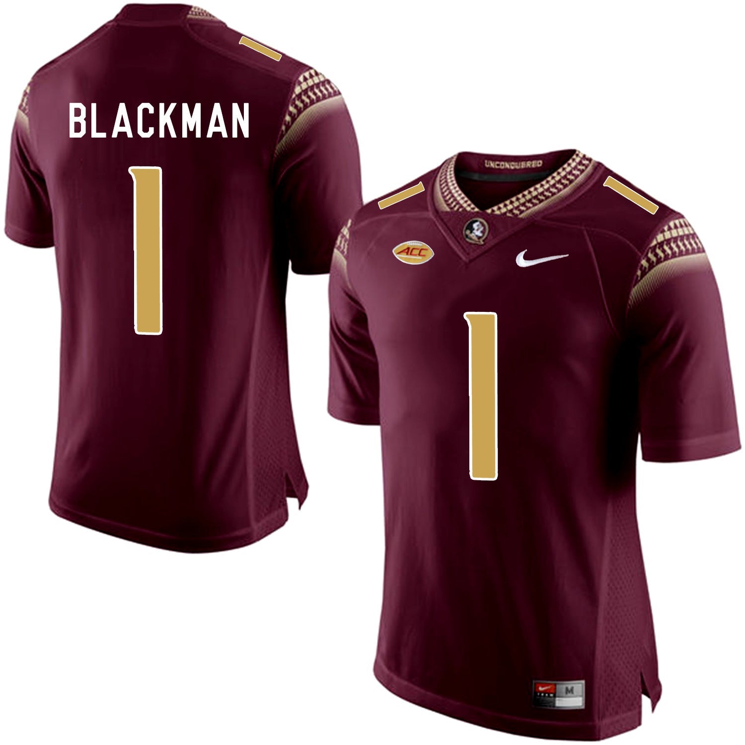 FSU BLACKMAN 1 Burgundy College Football Jersey football jersey product view 1