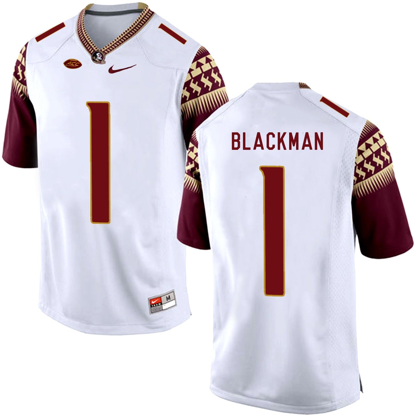 FSU BLACKMAN 1 White College Football Jersey football jersey product view 1