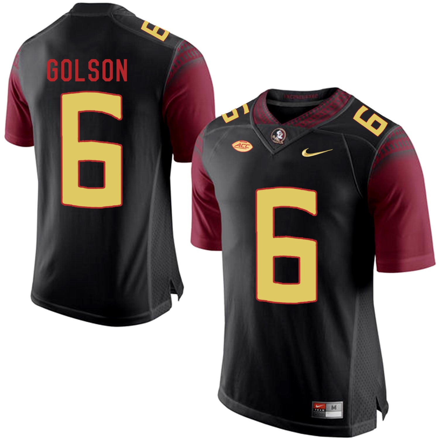 FSU GOLSON 6 Black College Football Jersey football jersey product view 1