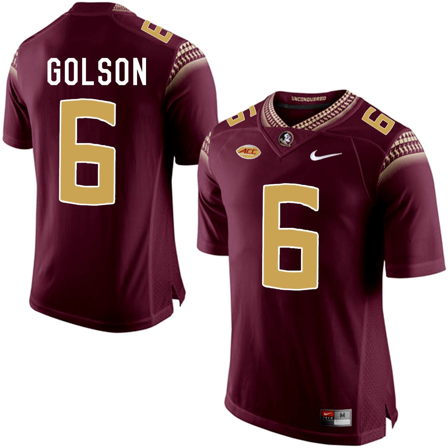 FSU GOLSON 6 Burgundy College Football Jersey football jersey product view 1