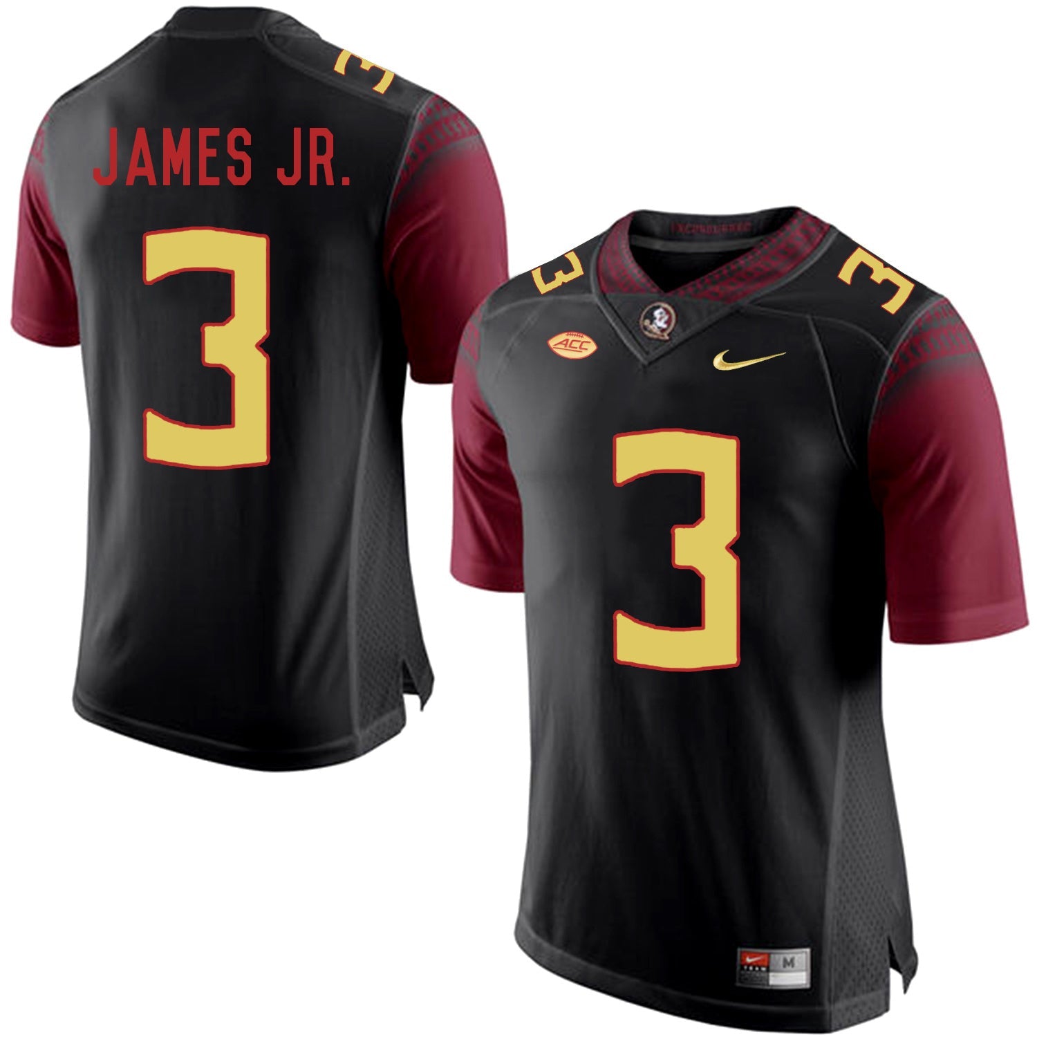 FSU JAMES JR. 3 Black College Football Jersey football jersey product view 1