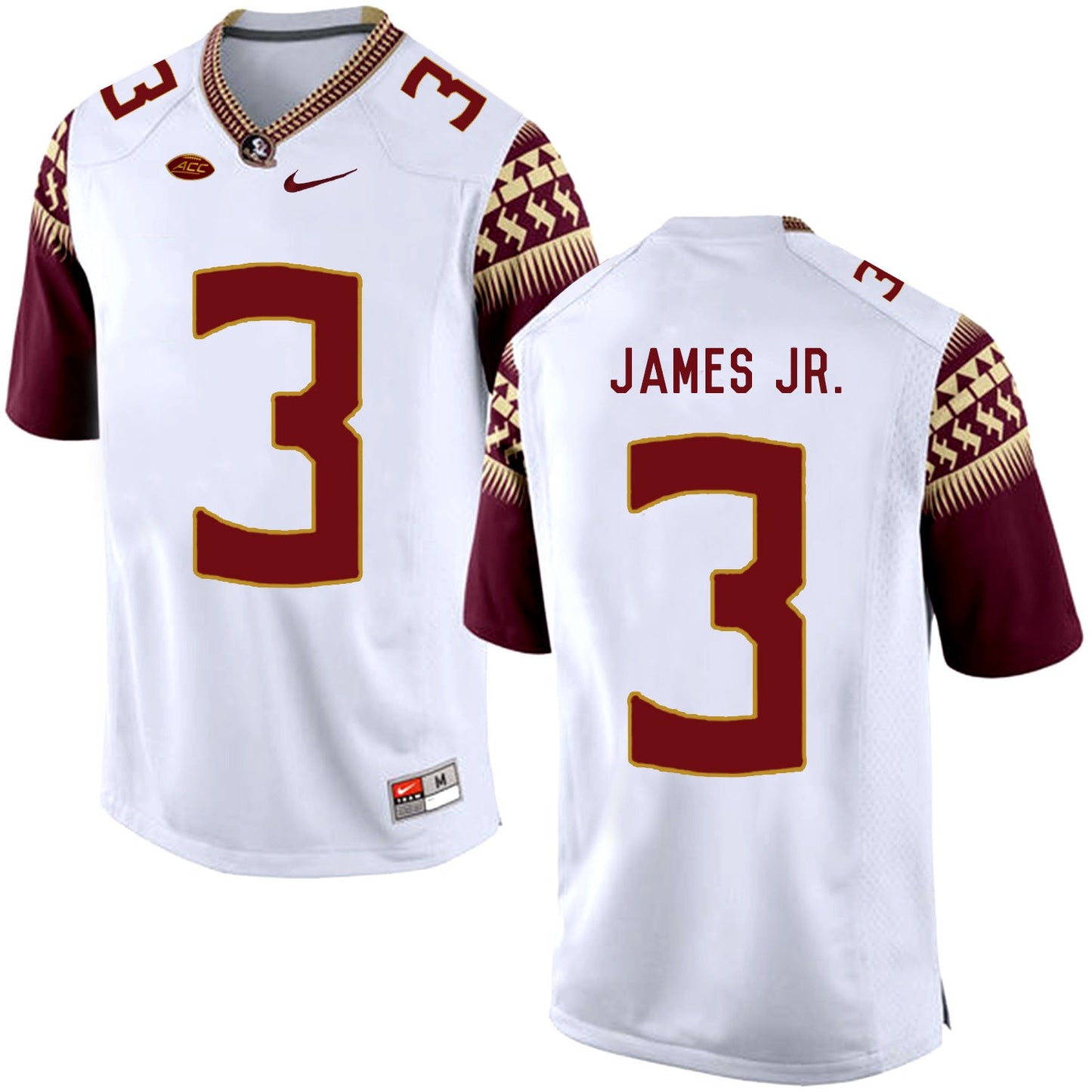FSU JAMES JR. 3 White College Football Jersey football jersey product view 1
