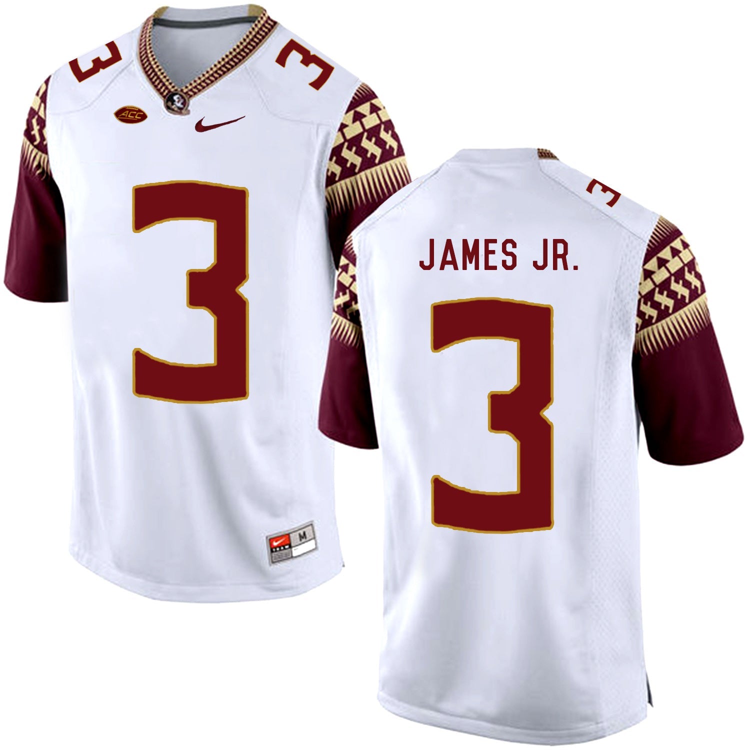 FSU JAMES JR. 3 White College Football Jersey football jersey product view 1