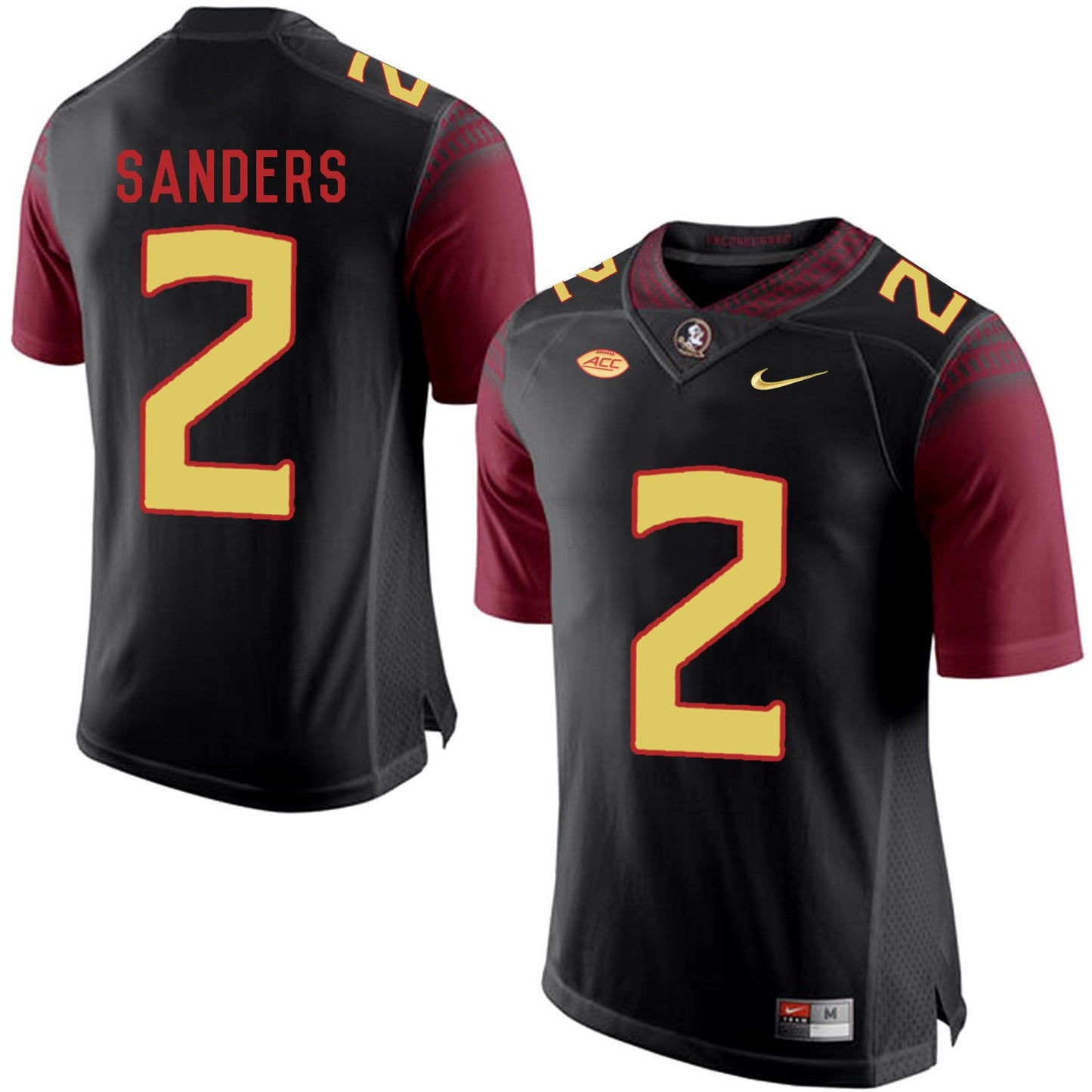 FSU SANDERS 2 Black College Football Jersey football jersey product view 1