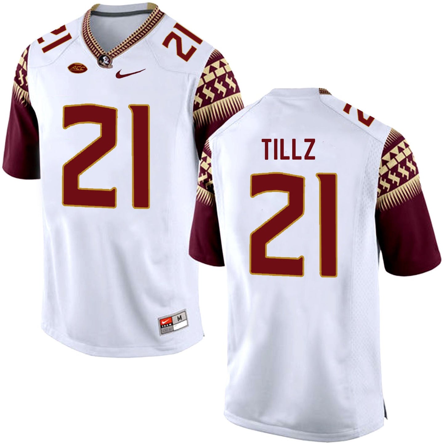 FSU TILLZ 21 White College Football Jersey football jersey product view 1
