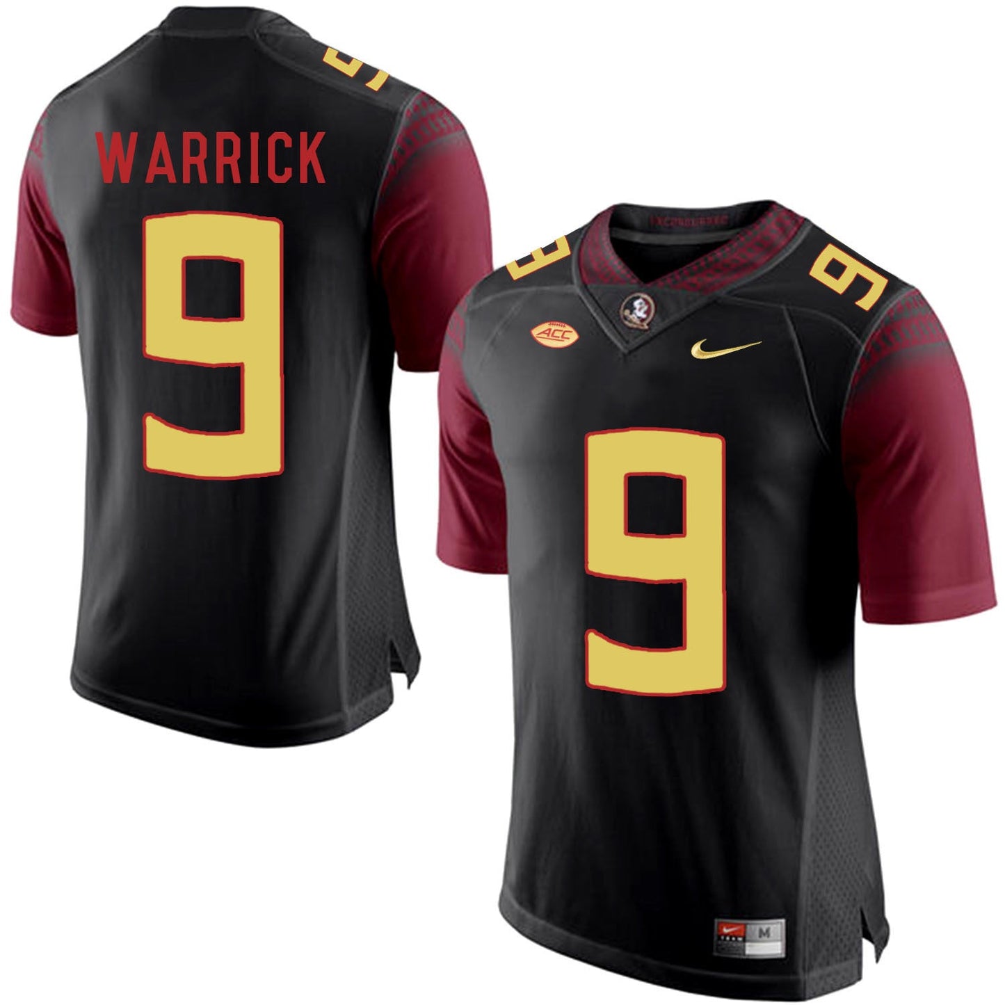 FSU WARRICK 9 Black College Football Jersey football jersey product view 1