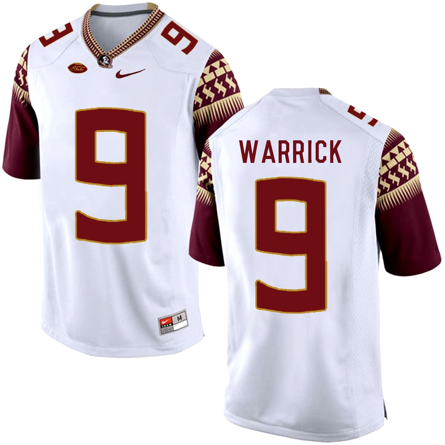 FSU WARRICK 9 White College Football Jersey football jersey product view 1
