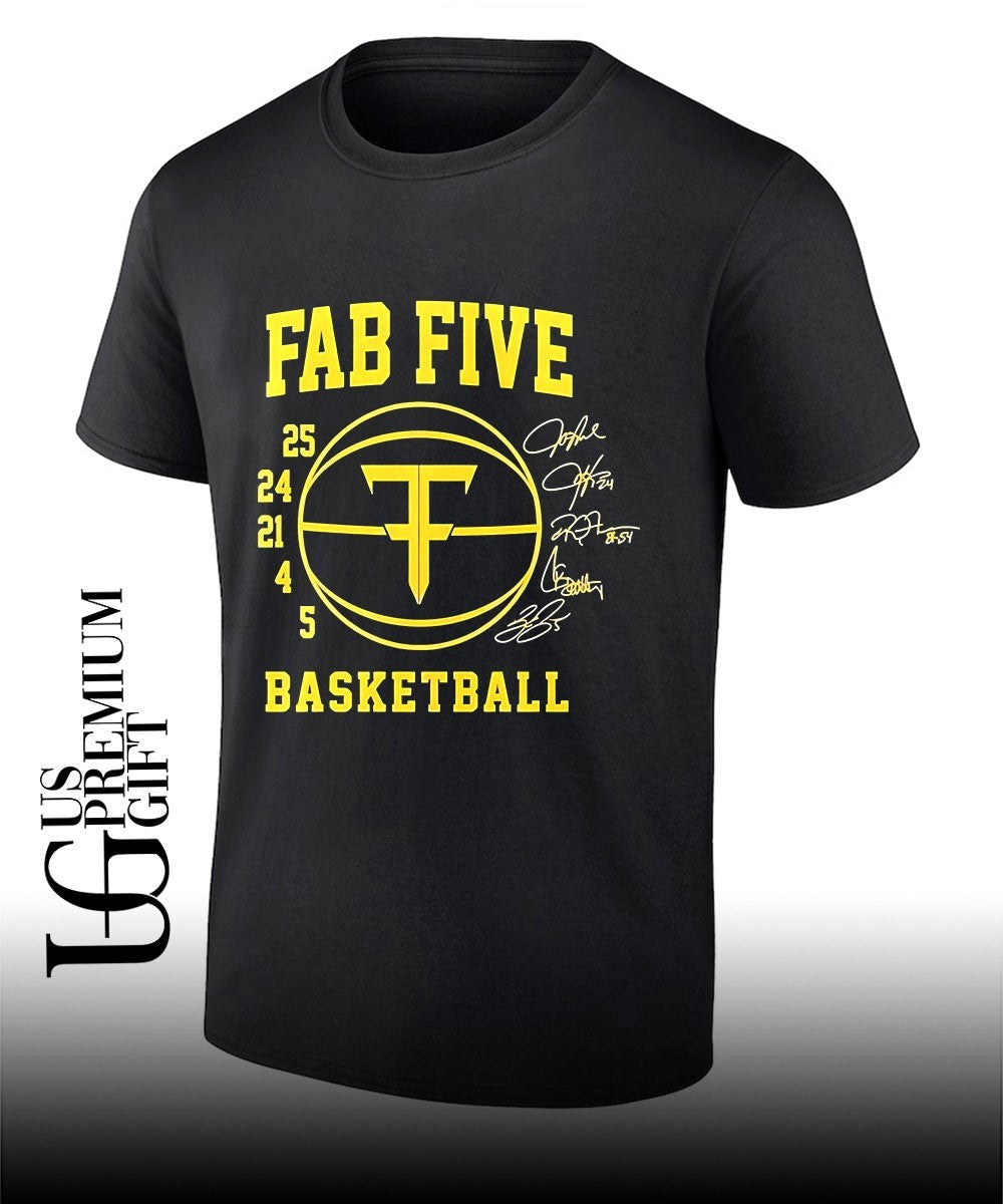Fab Five Michigan Wolverines mens basketball signature shirt Unisex T-shirt, Sweatshirt, Hoodie, Long Sleeve Tee - T-Shirt, Sweatshirt, Hoodie