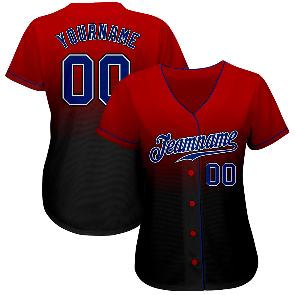Custom Red Royal-Black Authentic Fade Fashion Baseball Jersey baseball jersey product view 2