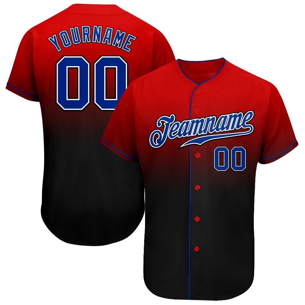 Custom Red Royal-Black Authentic Fade Fashion Baseball Jersey baseball jersey product view 1