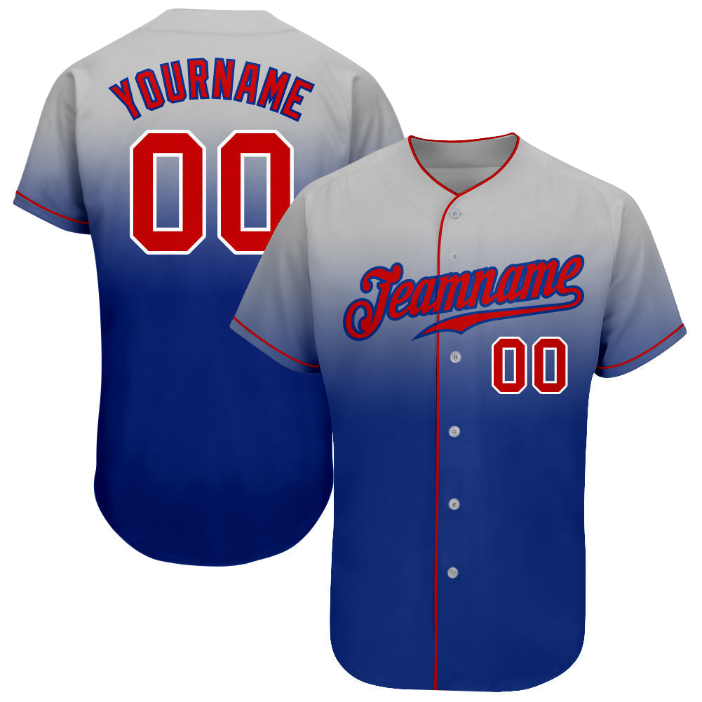 Custom Gray Red-Royal Authentic Fade Fashion Baseball Jersey baseball jersey product view 1