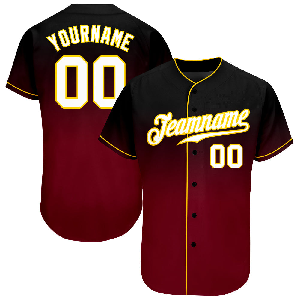 Custom Black White-Crimson Authentic Fade Fashion Baseball Jersey baseball jersey product view 1