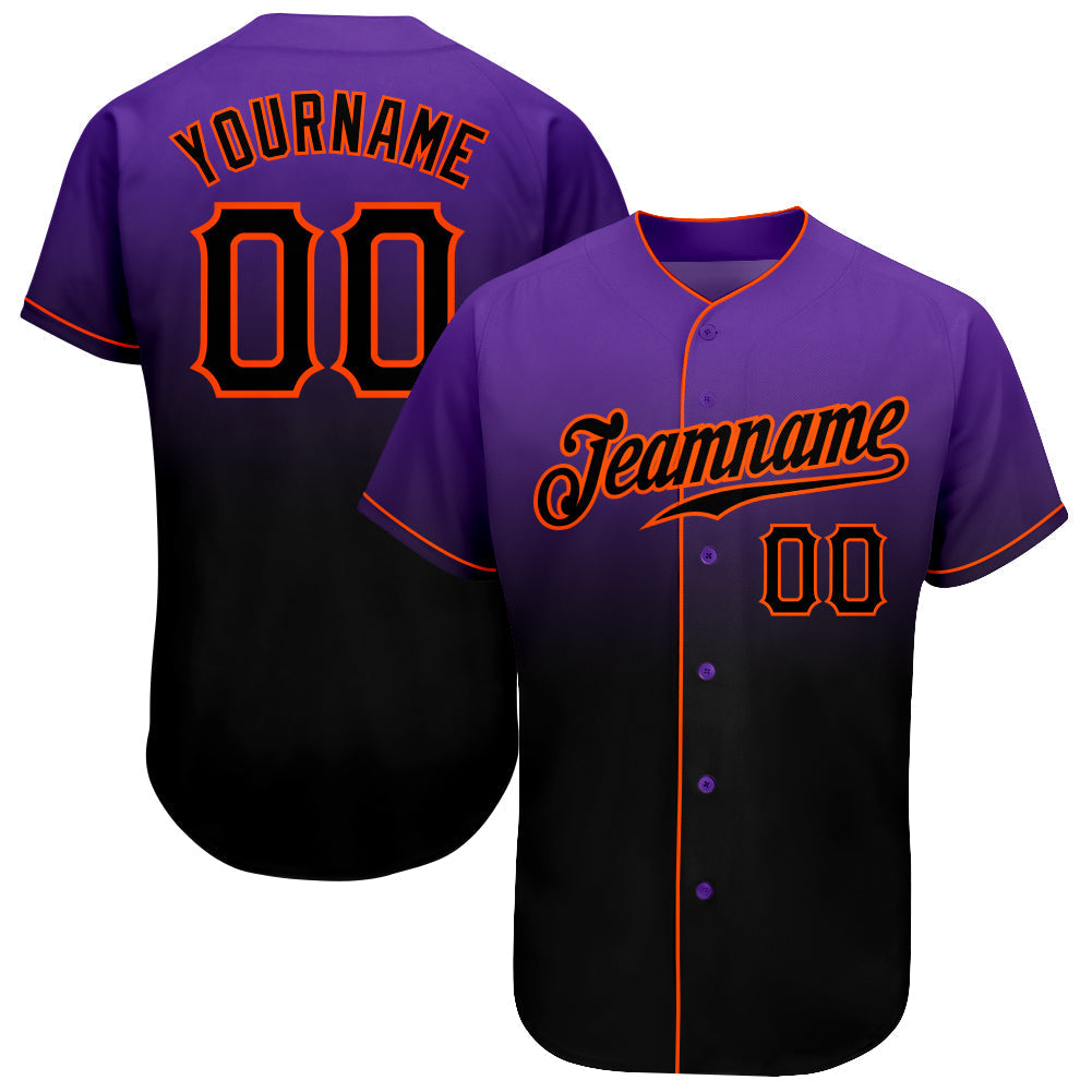 Custom Purple Black-Orange Authentic Fade Fashion Baseball Jersey baseball jersey product view 1