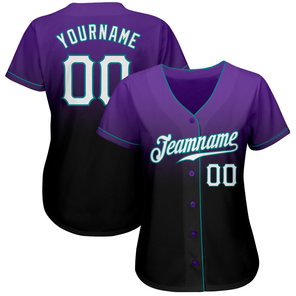 Custom Purple White-Black Authentic Fade Fashion Baseball Jersey baseball jersey product view 2