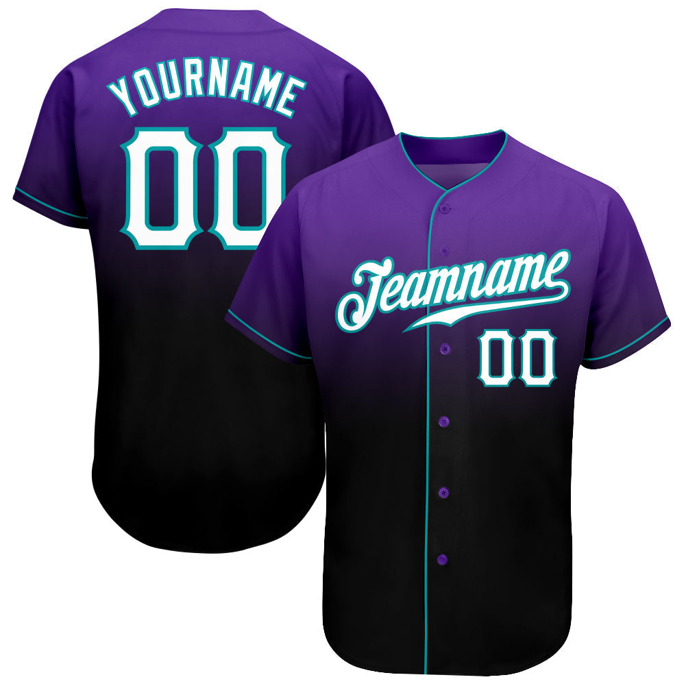 Custom Purple White-Black Authentic Fade Fashion Baseball Jersey baseball jersey product view 1