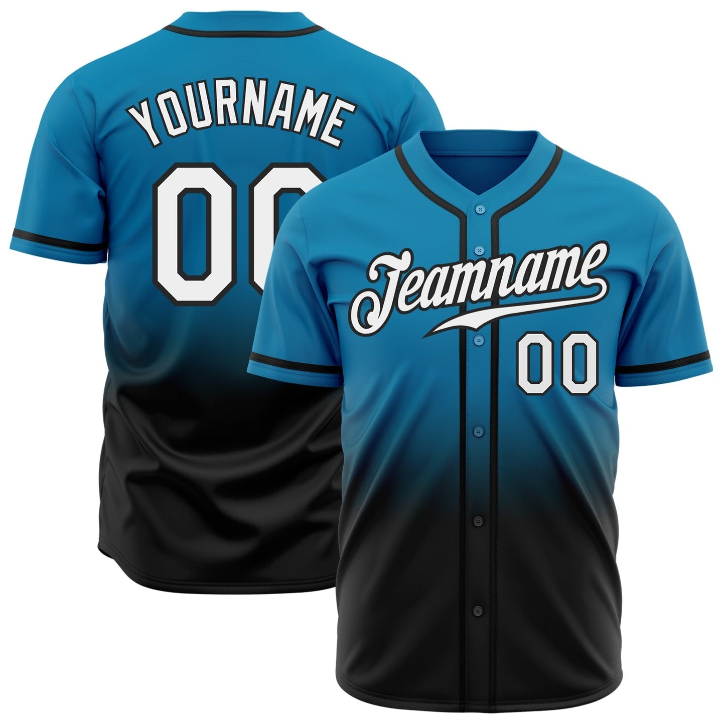 Custom Panther Blue White-Black Authentic Fade Fashion Baseball Jersey baseball jersey product view 1
