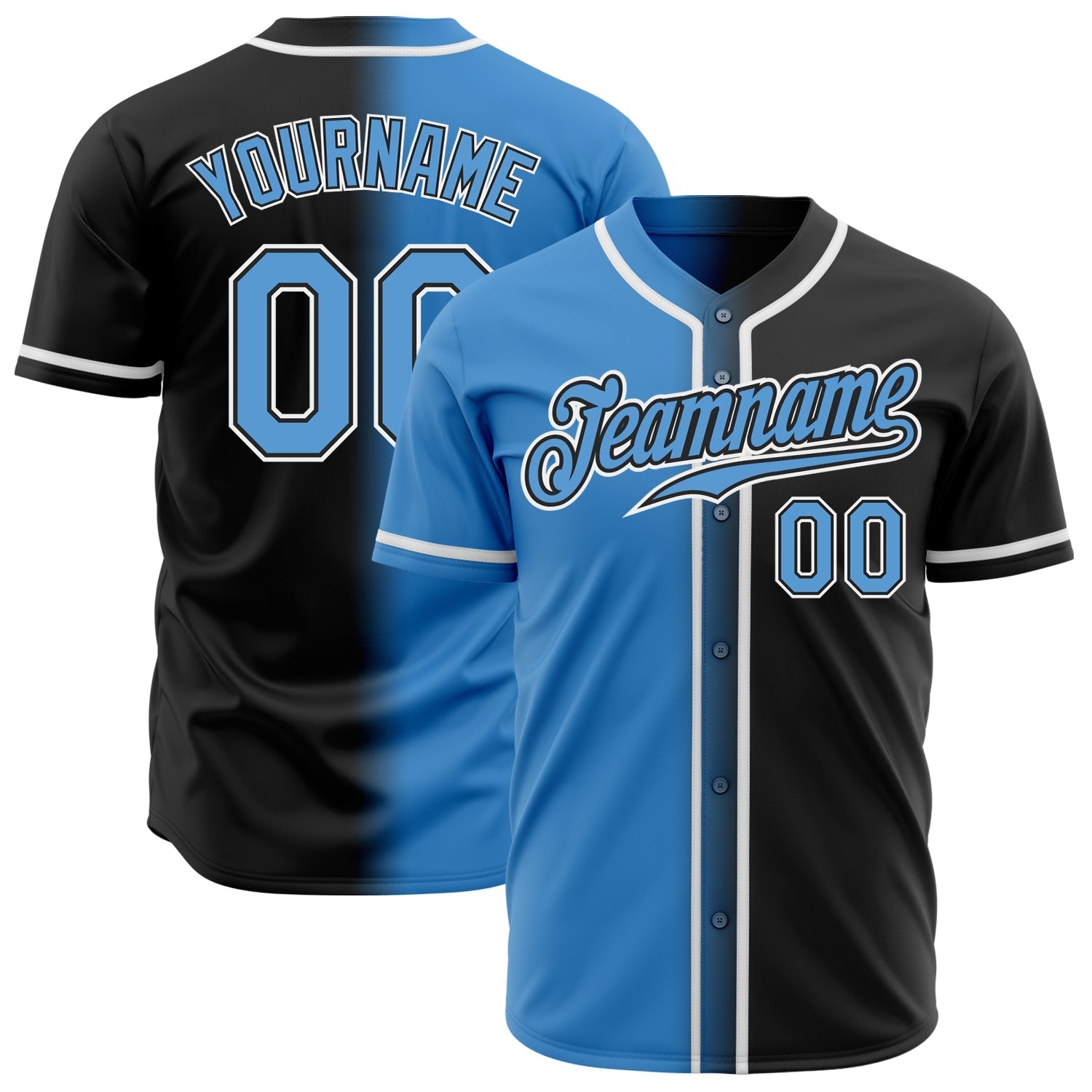 Custom Black Powder Blue-White Authentic Gradient Fashion Baseball Jersey baseball jersey product view 1