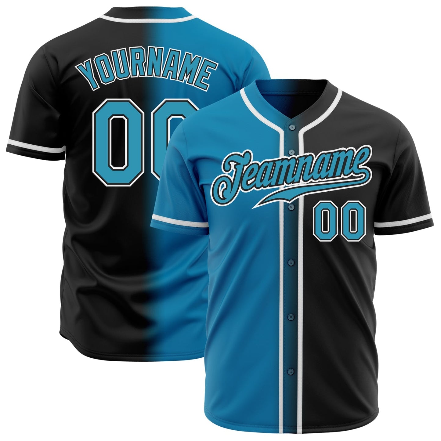 Custom Black Panther Blue-White Authentic Gradient Fashion Baseball Jersey baseball jersey product view 1
