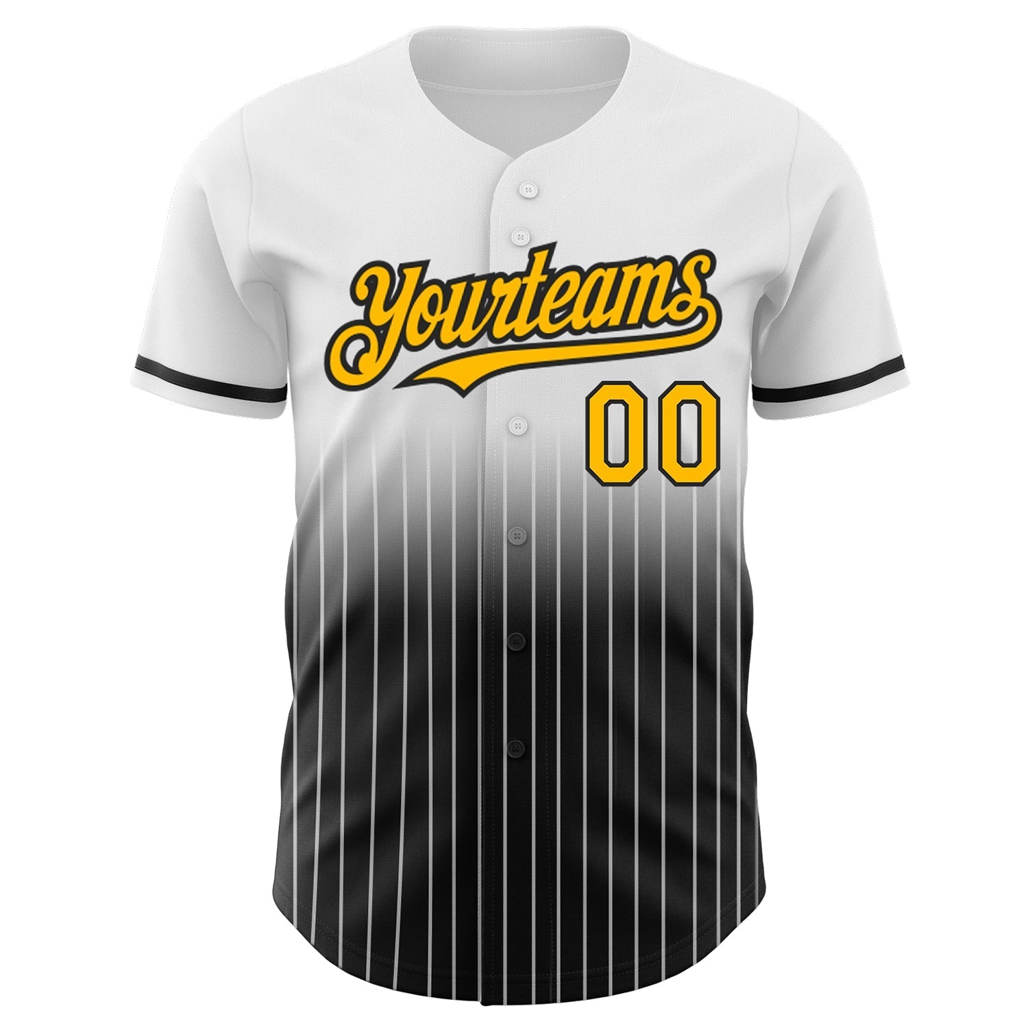 Custom White Pinstripe Gold-Black Authentic Fade Fashion Baseball Jersey baseball jersey product view 3