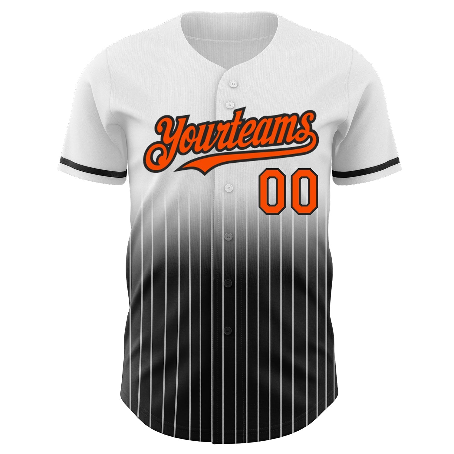 Custom White Pinstripe Orange-Black Authentic Fade Fashion Baseball Jersey baseball jersey product view 3