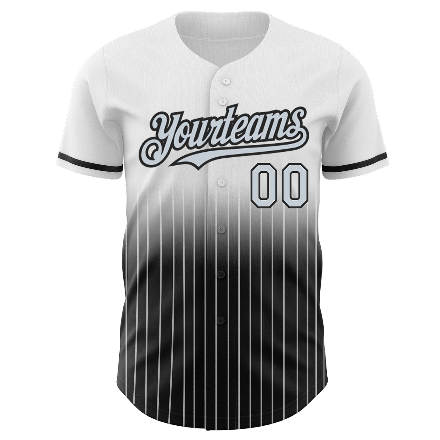 Custom White Pinstripe Silver-Black Authentic Fade Fashion Baseball Jersey baseball jersey product view 3