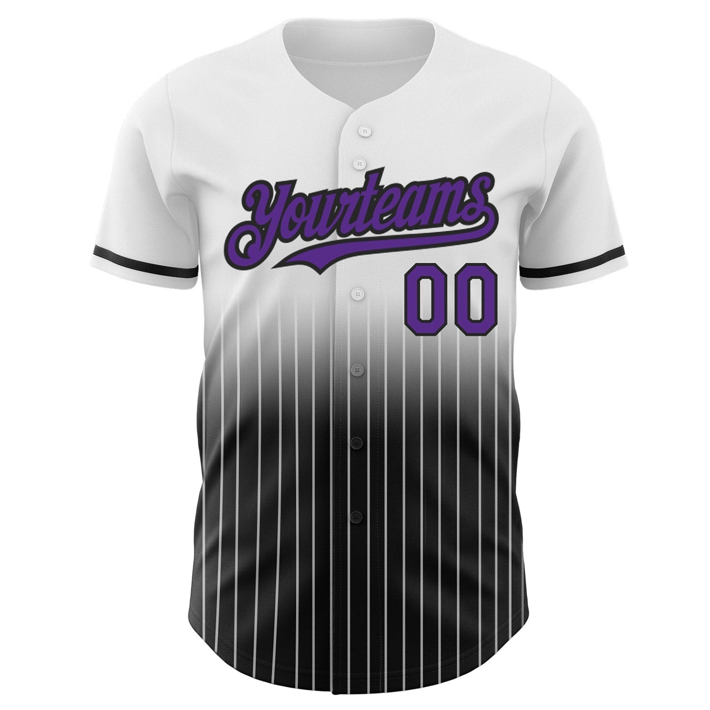 Custom White Pinstripe Purple-Black Authentic Fade Fashion Baseball Jersey baseball jersey product view 3