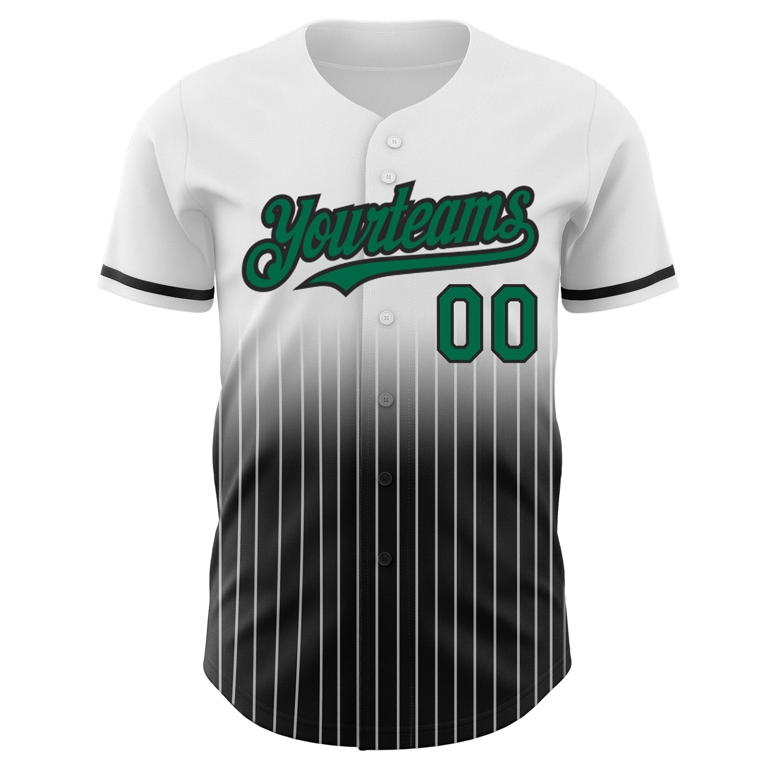 Custom White Pinstripe Kelly Green-Black Authentic Fade Fashion Baseball Jersey baseball jersey product view 3