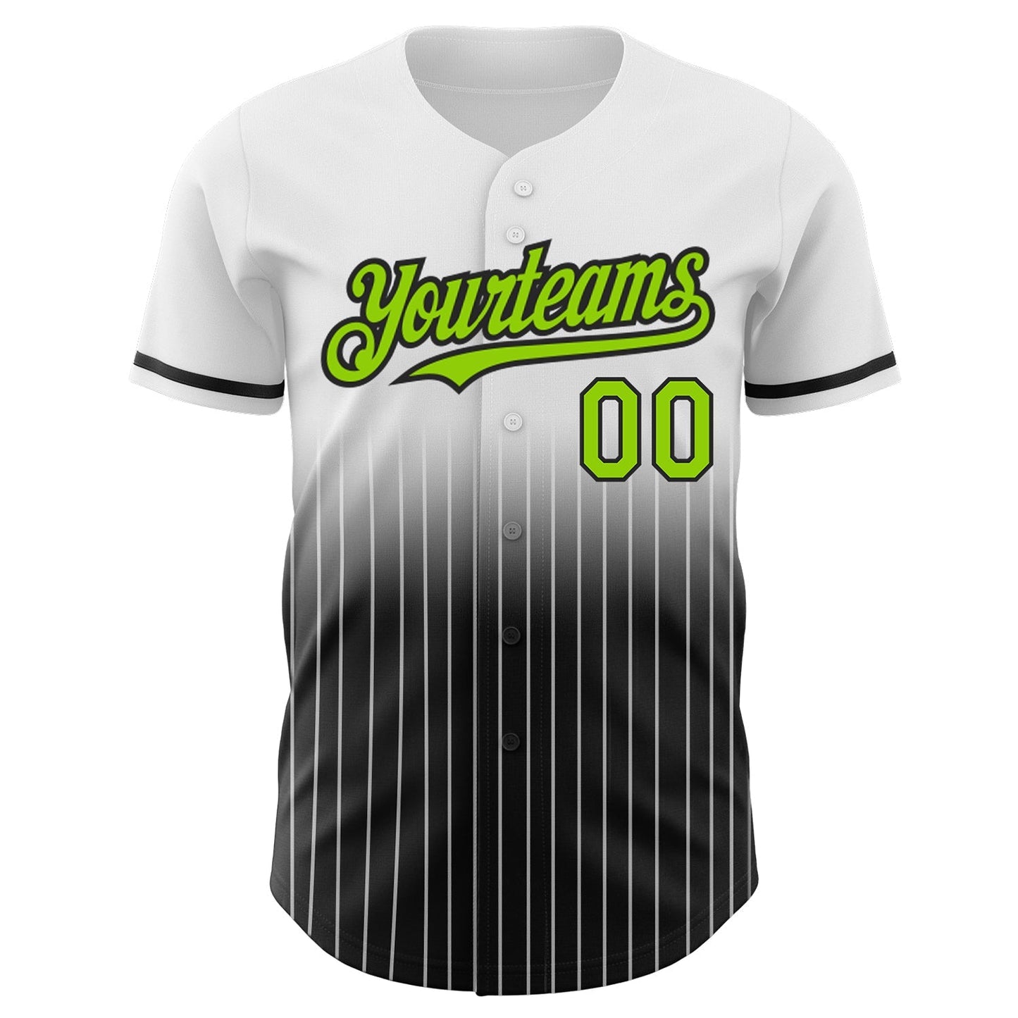Custom White Pinstripe Neon Green-Black Authentic Fade Fashion Baseball Jersey baseball jersey product view 3