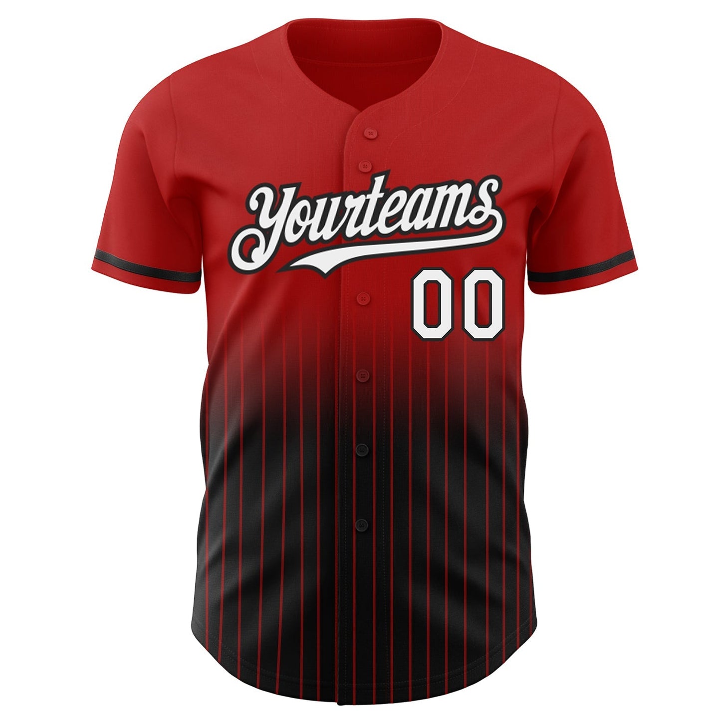 Custom Red Pinstripe White-Black Authentic Fade Fashion Baseball Jersey baseball jersey product view 3