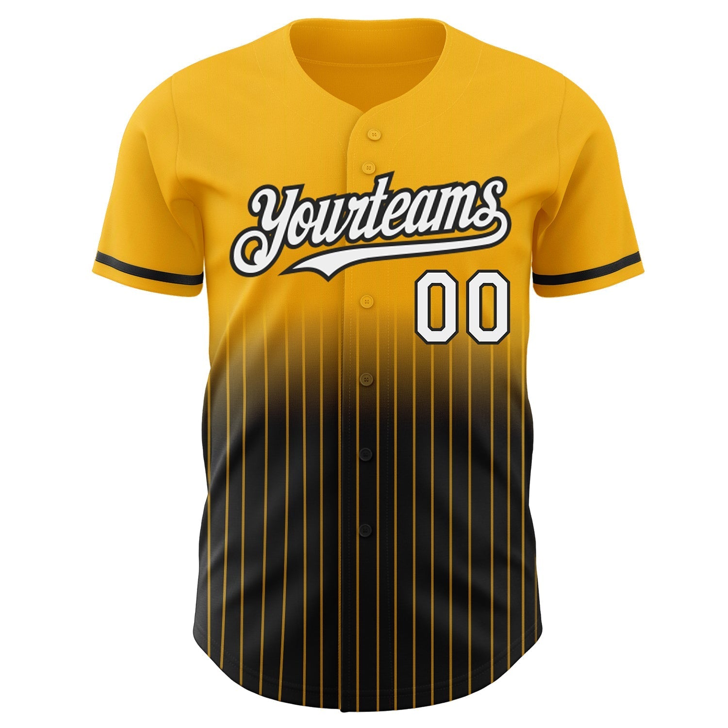 Custom Gold Pinstripe White-Black Authentic Fade Fashion Baseball Jersey baseball jersey product view 3