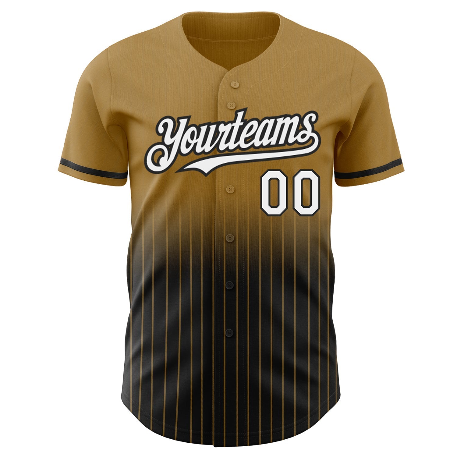Custom Old Gold Pinstripe White-Black Authentic Fade Fashion Baseball Jersey baseball jersey product view 3