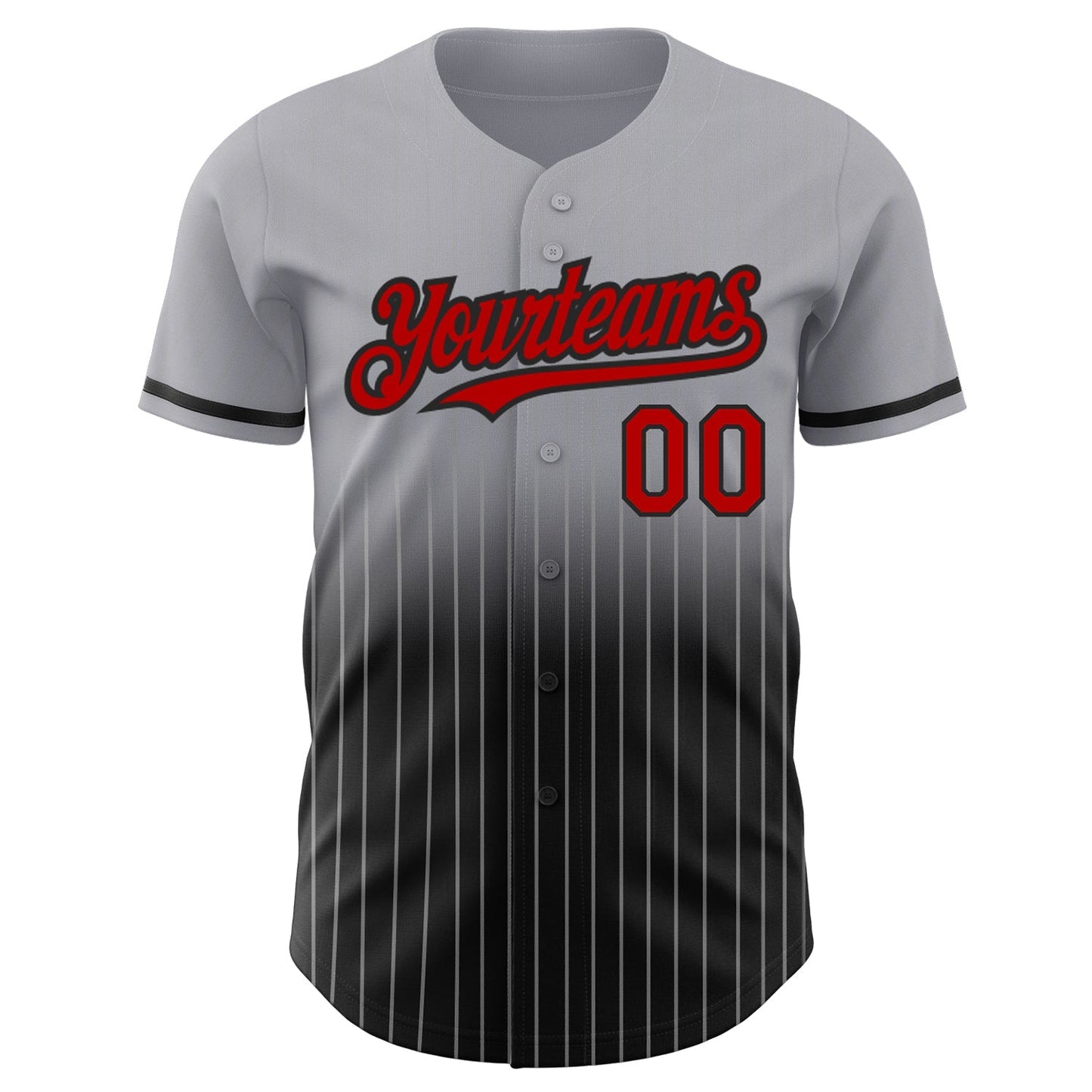 Custom Gray Pinstripe Red-Black Authentic Fade Fashion Baseball Jersey baseball jersey product view 3