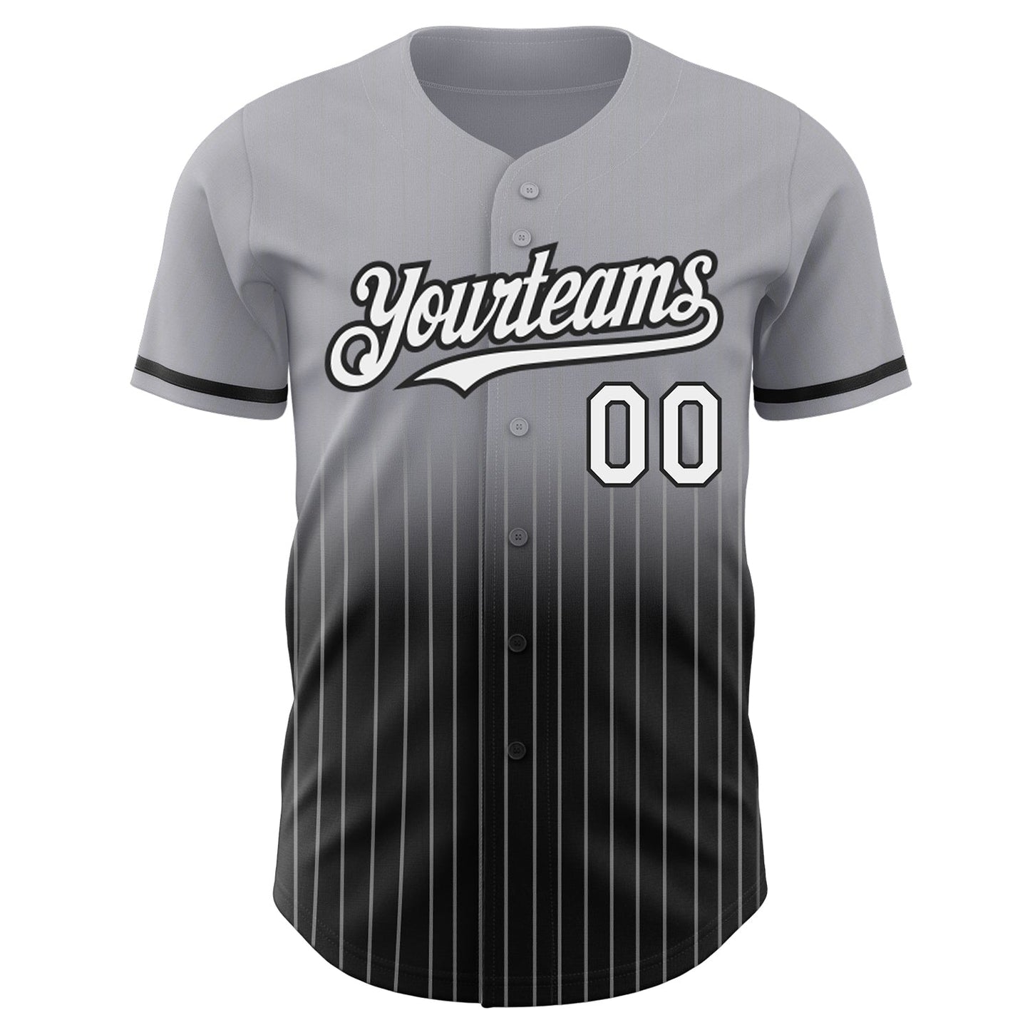 Custom Gray Pinstripe White-Black Authentic Fade Fashion Baseball Jersey baseball jersey product view 3