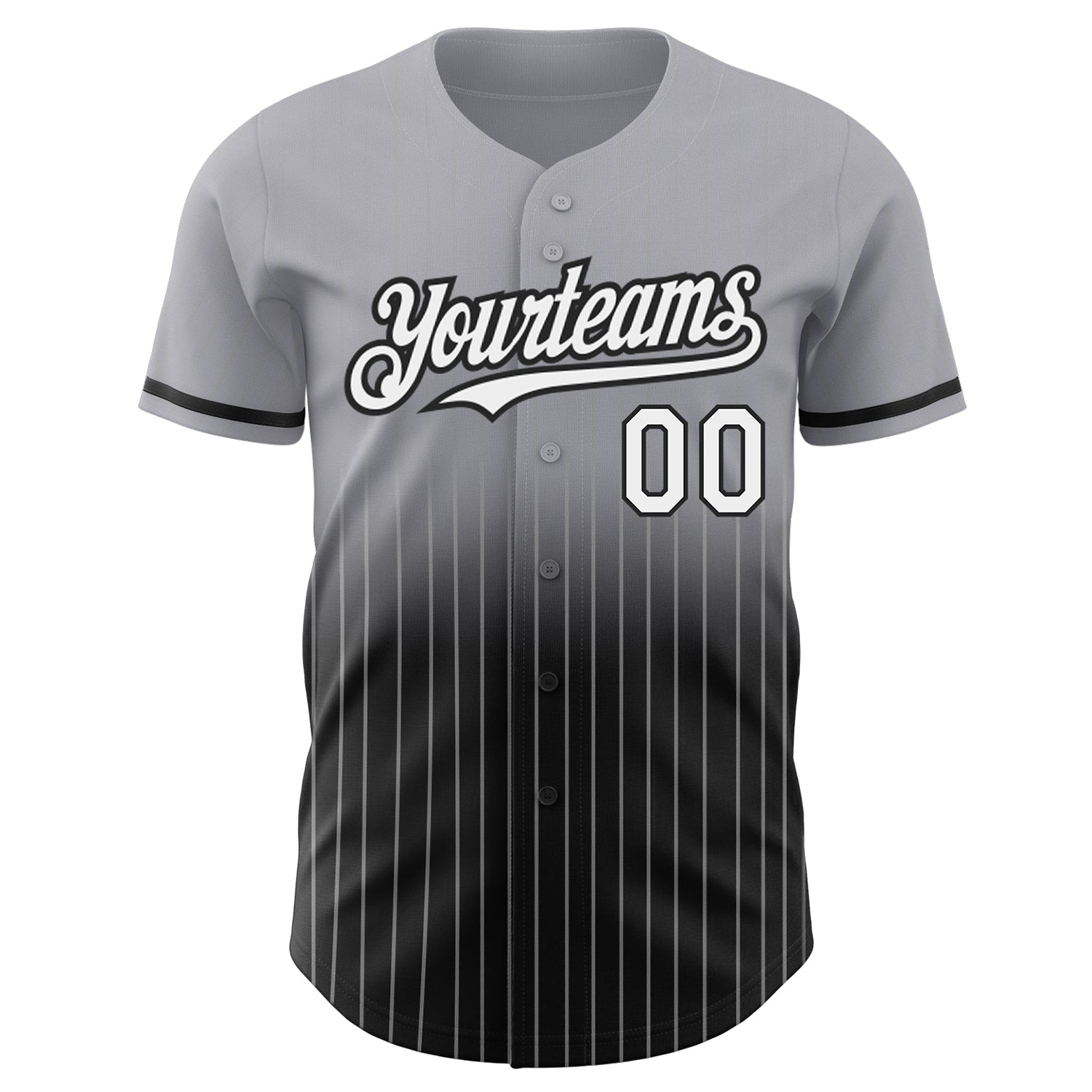 Custom Gray Pinstripe White-Black Authentic Fade Fashion Baseball Jersey baseball jersey product view 3